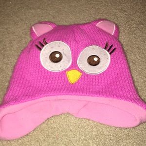 Kids pink owl hat